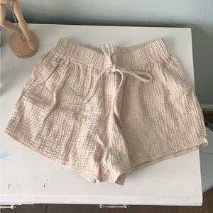 cream summer vacation flowy light sleep shorts